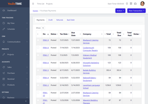 Purchase Payments List